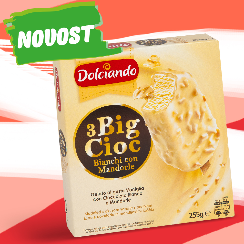 Sladoledne lučke Big Cioc z belo čokolado in mandlji, 3 kosi, 255 g