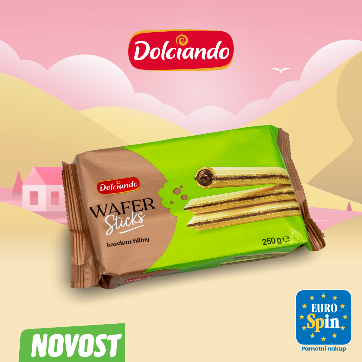 Vafelj palčke z lešnikovim polnilom, DOLCIANDO